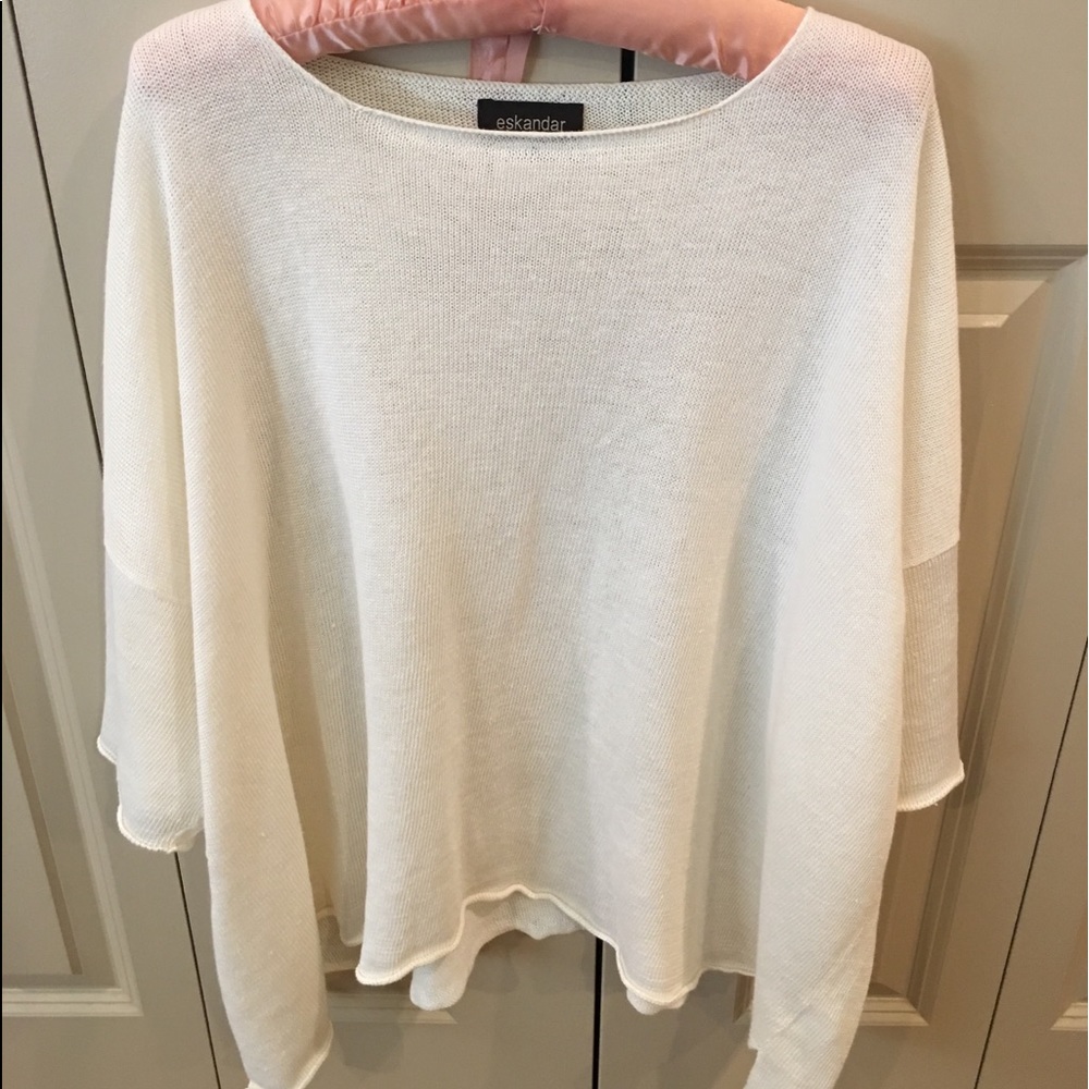 SOLD Eskandar Ivory Linen Knit Top Size M/L